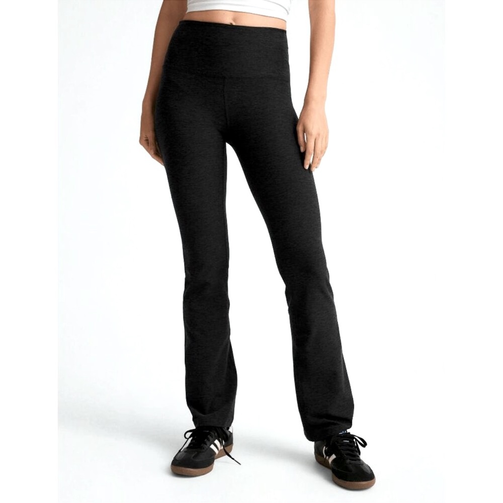 Beyond Yoga Spacedye Practice High Waisted Bootcut Pant Heathered Black, XS